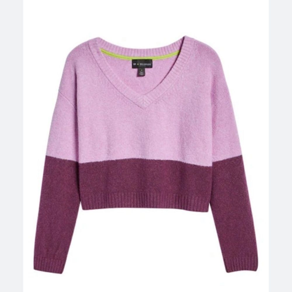 NWT‎ BP. + Wildfang Nordstrom Purple/lilac cropped V-neck Sweater -- 3XL